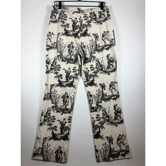 Mossimo Stretch Chino Pants Size 14 Black Ivory Toile Print Y2K - Picture 4 of 15